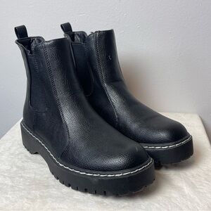 Sincerely Jules Black Platform Chelsea Boots Hippie Retro Leather Women’s 9M
